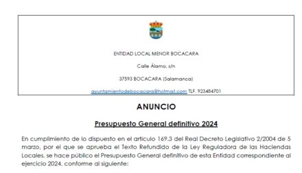 ANUNCIO: Presupuesto General definitivo 2024