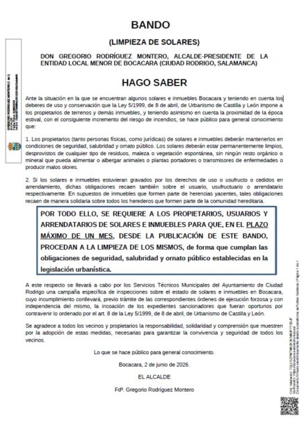BANDO: Limpieza de Solares